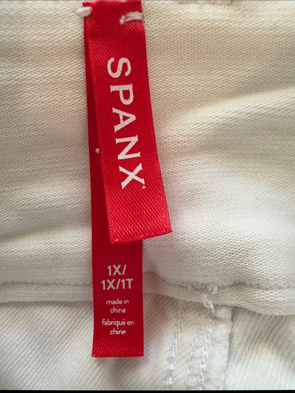 SPANX White Wide Leg Jeggings with Red Logo Tag